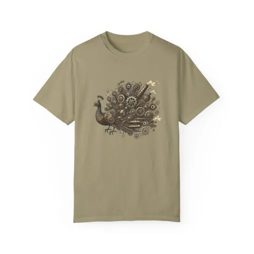 Steampunk Peacock Unisex Garment-Dyed T-Shirt - Image 17