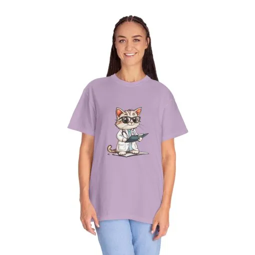 Funny Cat Doctor Unisex Garment-Dyed T-Shirt - Image 59