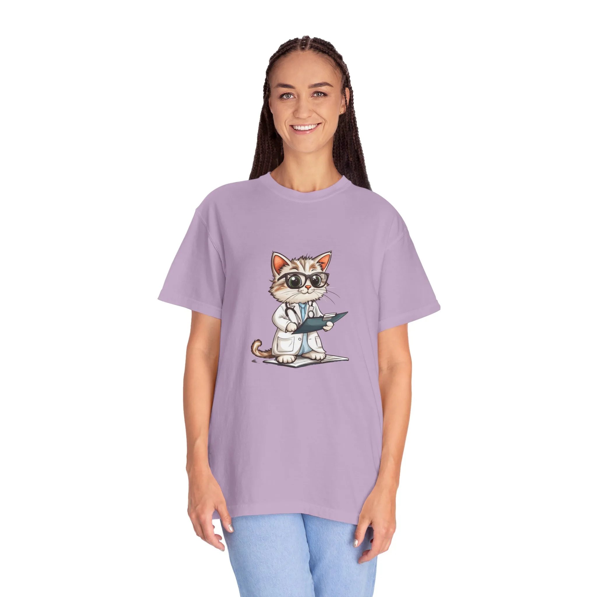 Funny Cat Doctor Unisex Garment-Dyed T-Shirt - Image 59