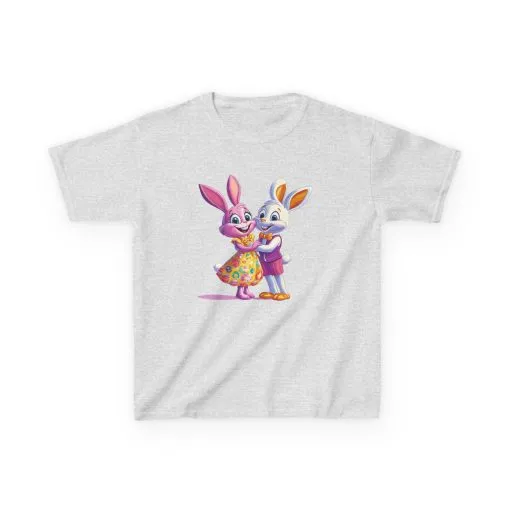Cute Bunny Love Kids Heavy Cotton Tee - Adorable Cartoon Design for Spring Celebrations - Image 7