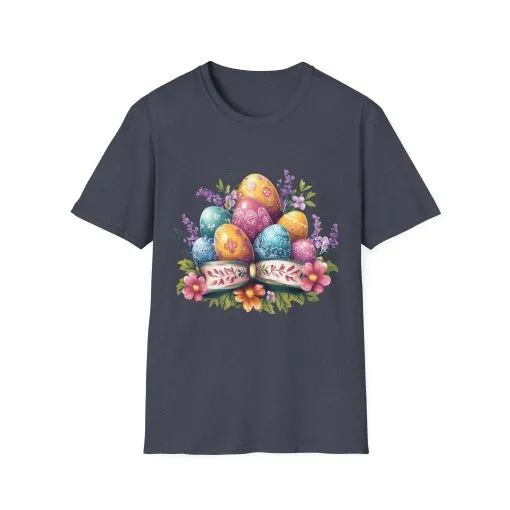 Easter Floral Eggs Unisex Softstyle T-Shirt - Image 45