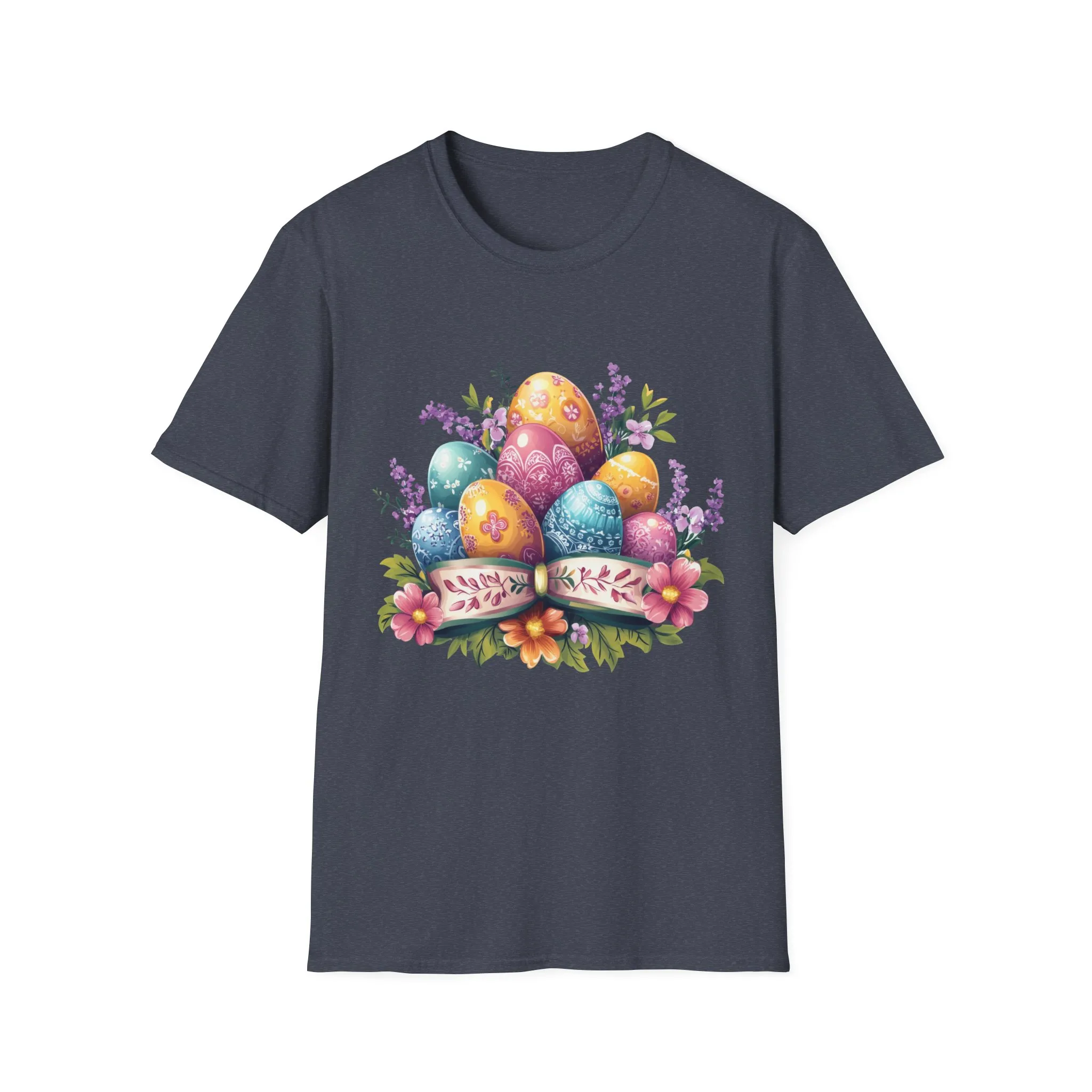 Easter Floral Eggs Unisex Softstyle T-Shirt - Image 45
