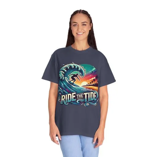 Ride the Tide Unisex Garment-Dyed T-shirt - Surfing Inspired Graphic Tee - Image 32