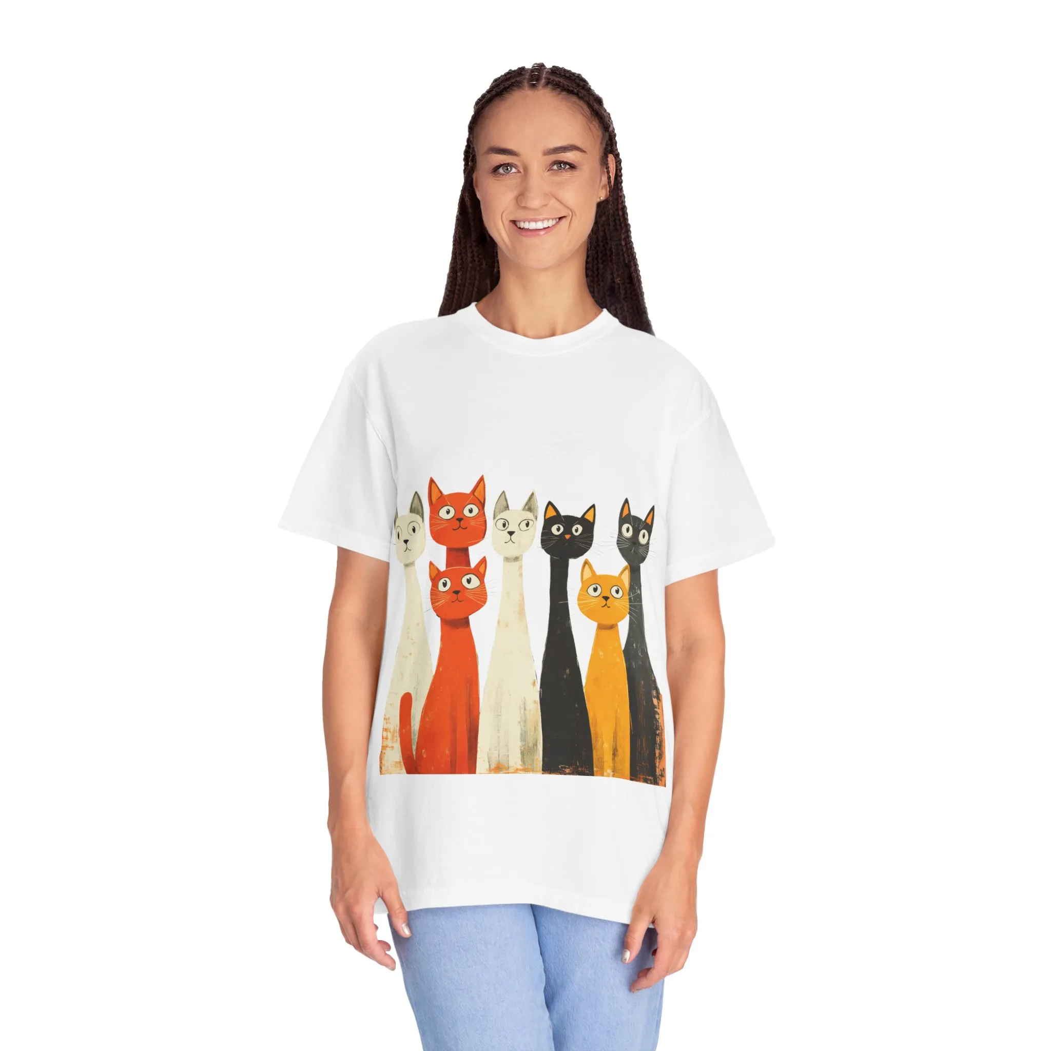 Vintage Cat Illustration Unisex Garment-Dyed T-Shirt - Perfect for Cat Lovers - Image 4