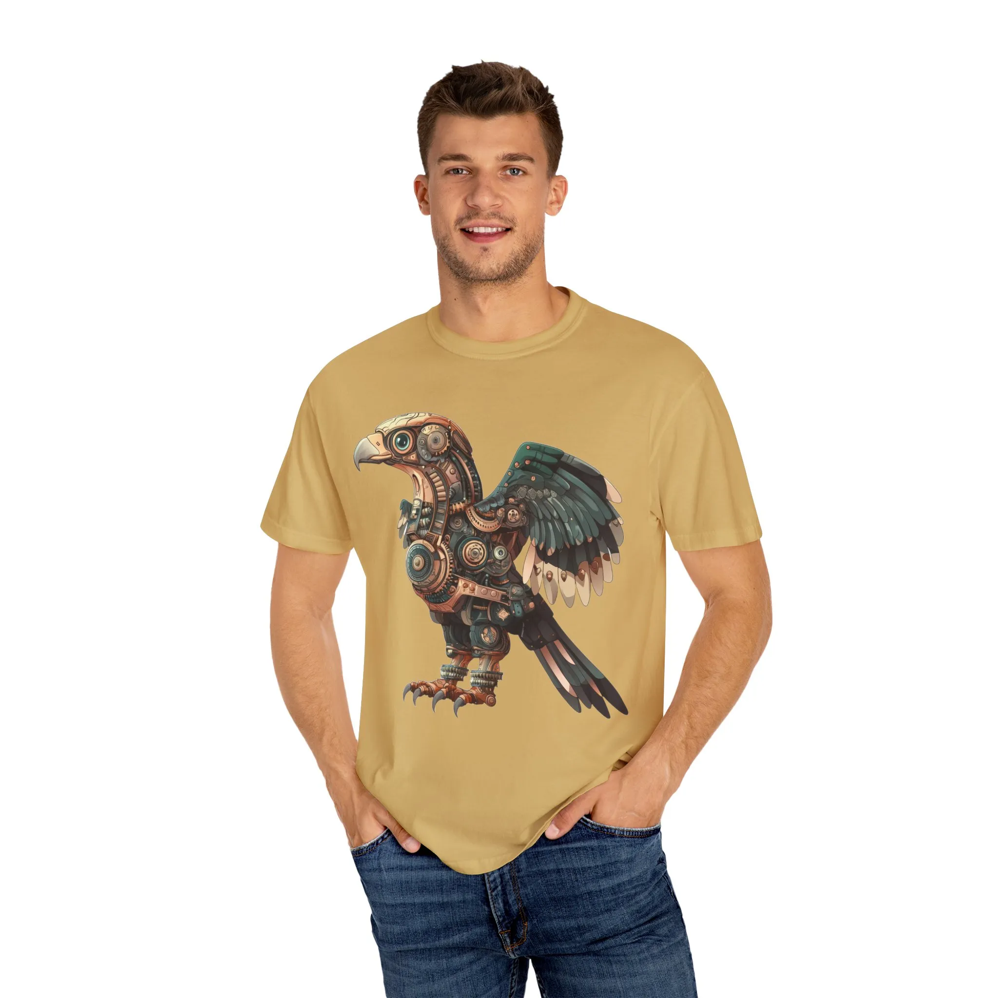 Steampunk Mechanical Bird Unisex Garment-Dyed T-Shirt - Image 11