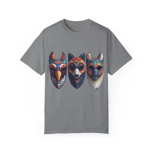 Tribal Mask Unisex Garment-Dyed T-Shirt | Artistic & Colorful Graphic Tee - Image 9