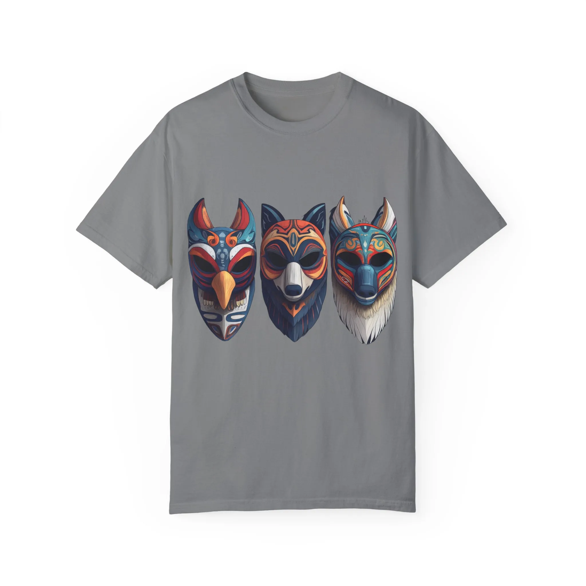 Tribal Mask Unisex Garment-Dyed T-Shirt | Artistic & Colorful Graphic Tee - Image 9