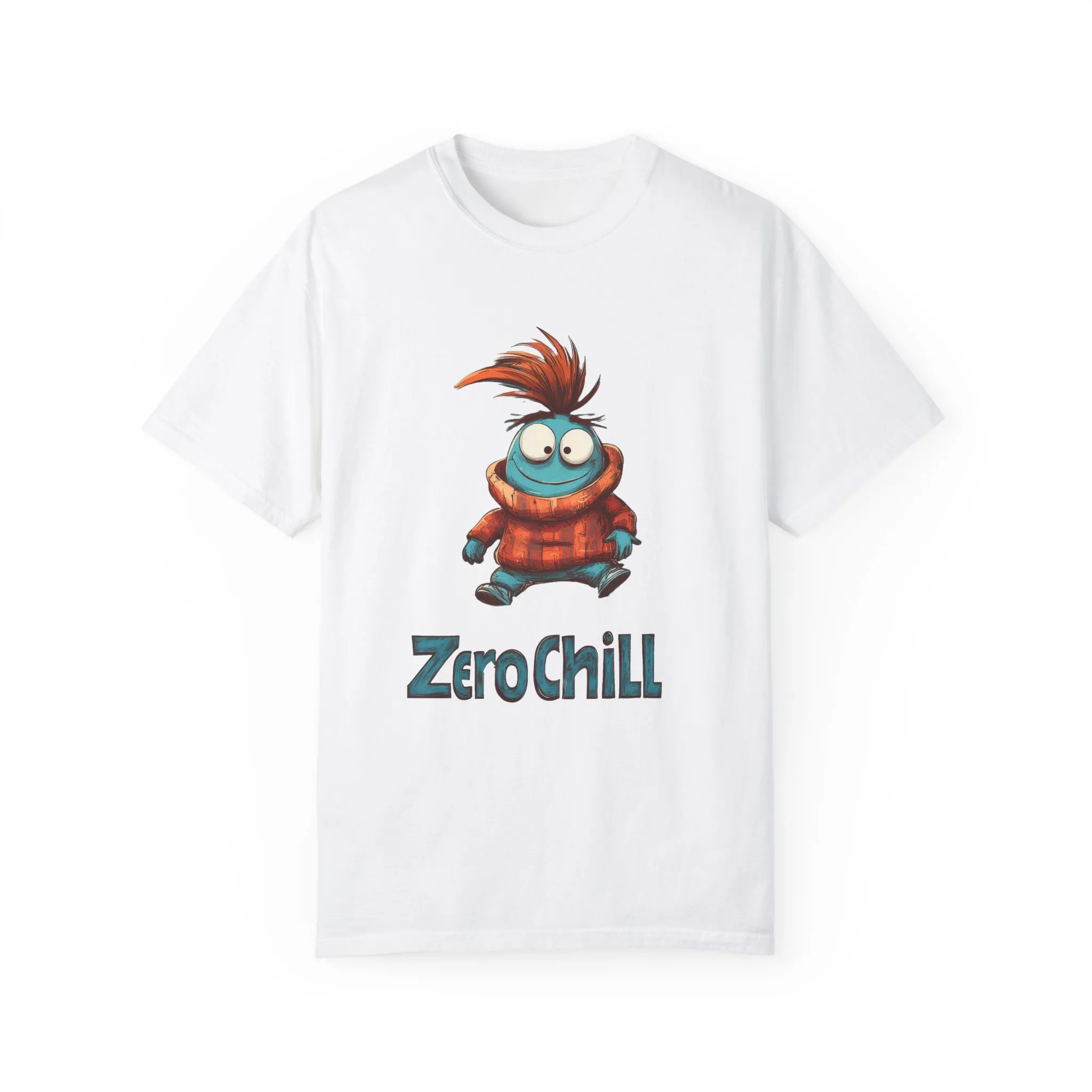 Unisex Garment-Dyed T-Shirt - 'Zero Chill' Fun Character Design - Image 2