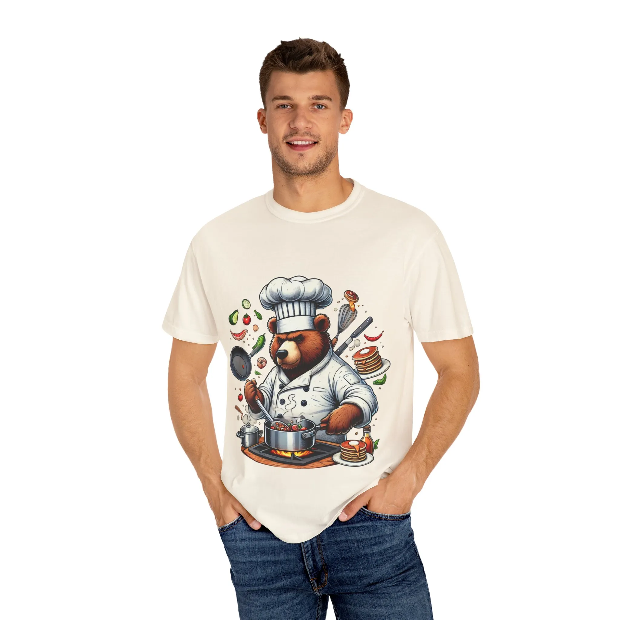 Chef Bear Unisex Garment-Dyed T-Shirt - Perfect for Cooking Lovers and Foodies - Image 11