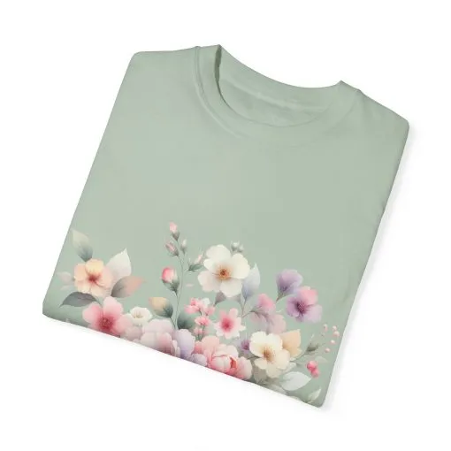 Floral Bliss Unisex Garment-Dyed T-Shirt – Perfect for Spring Celebrations and Everyday Wear - Image 30