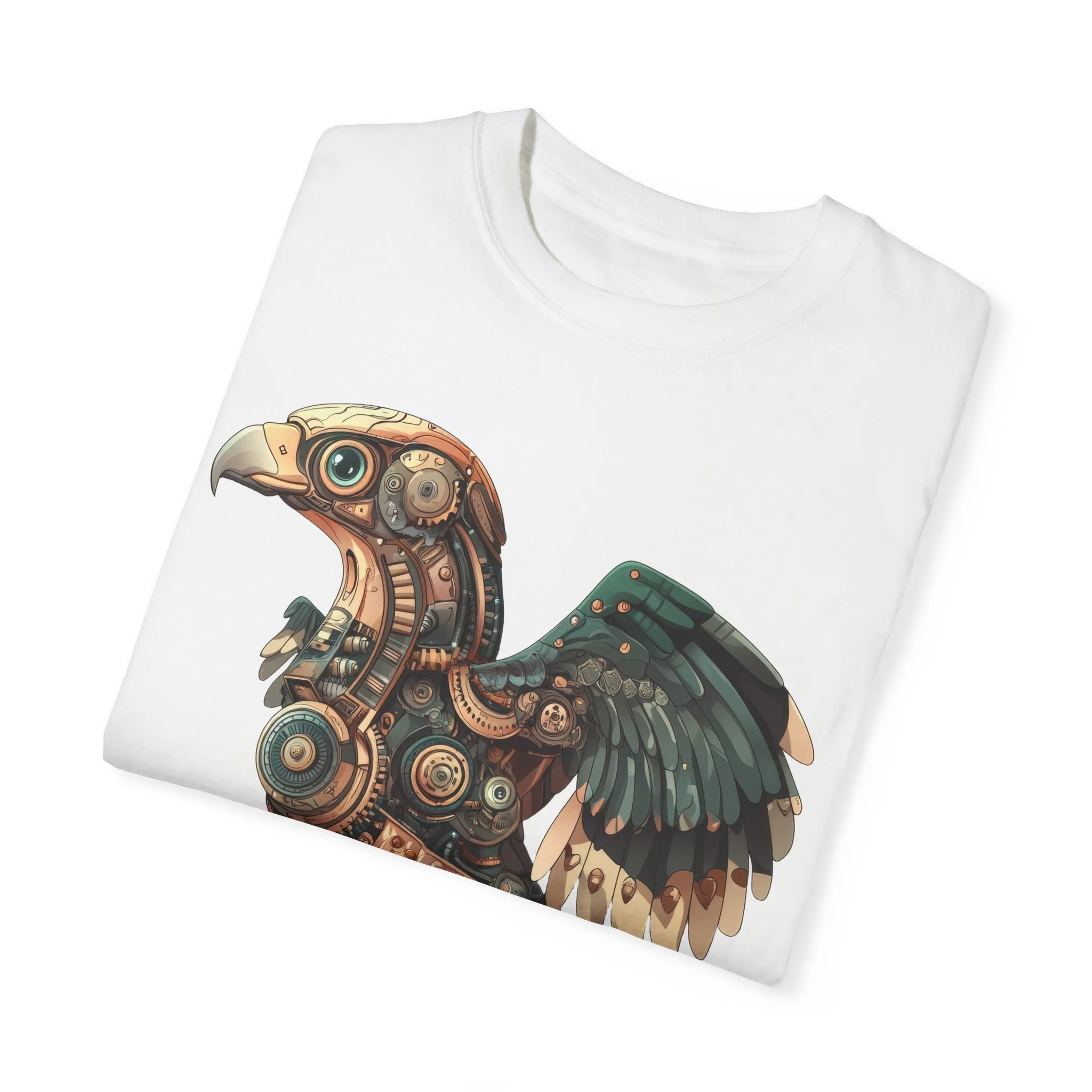 Steampunk Mechanical Bird Unisex Garment-Dyed T-Shirt - Image 3