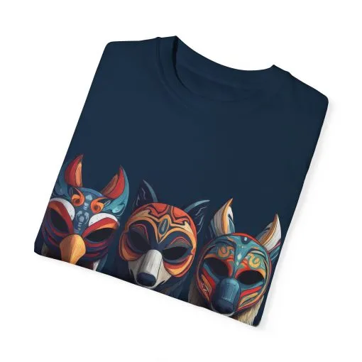 Tribal Mask Unisex Garment-Dyed T-Shirt | Artistic & Colorful Graphic Tee - Image 34