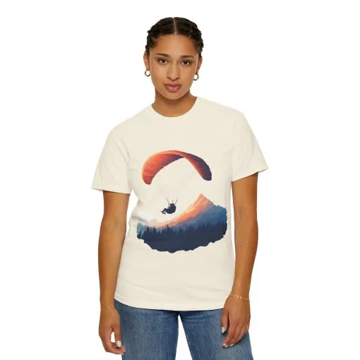 Adventure Awaits Unisex Garment-Dyed T-shirt - Paragliding and Mountain Design - Image 16