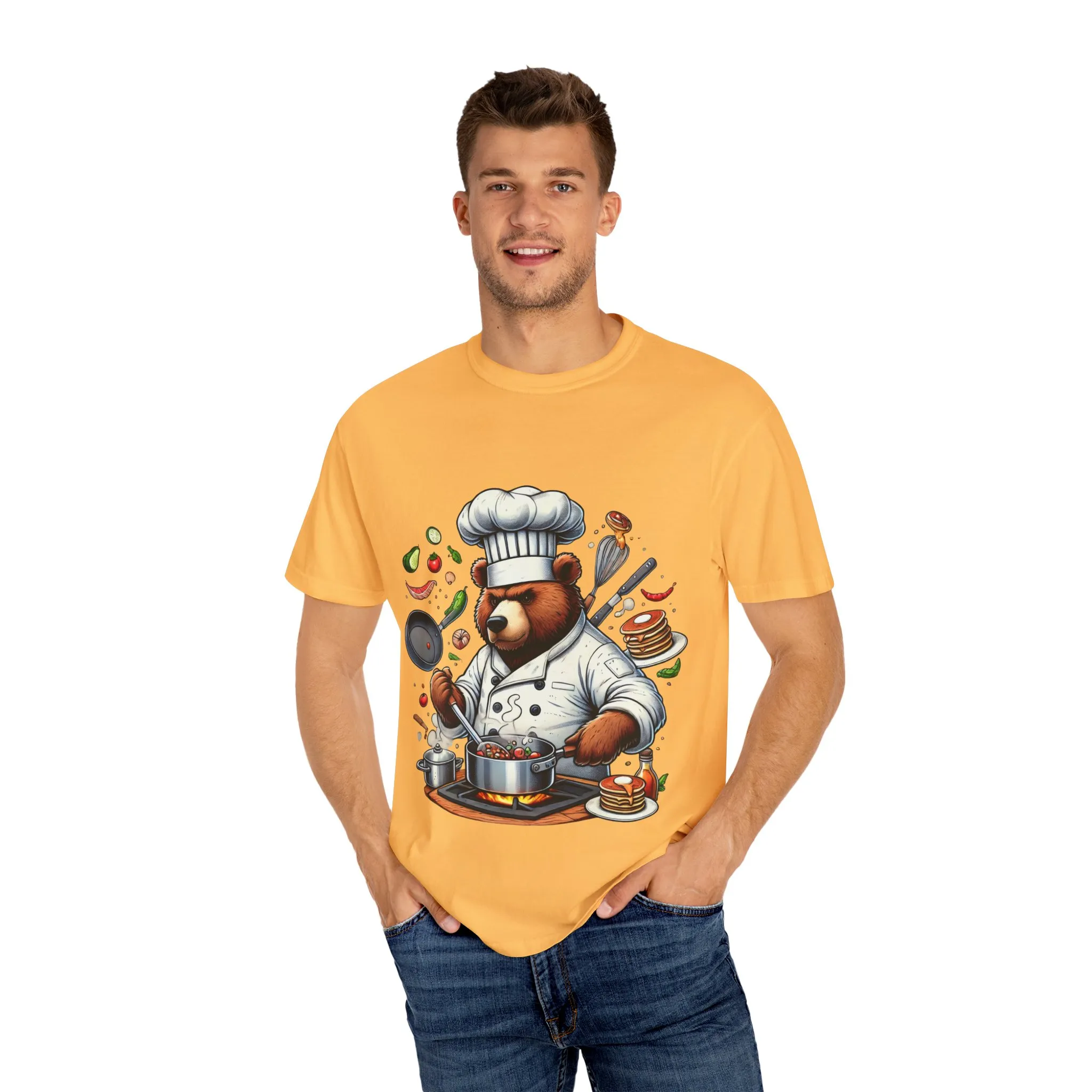 Chef Bear Unisex Garment-Dyed T-Shirt - Perfect for Cooking Lovers and Foodies - Image 15