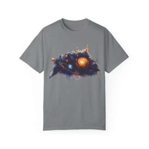 Cosmic Adventure Unisex Garment-Dyed T-Shirt - Space-Themed Graphic Tee - Image 9