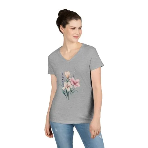 Floral Ladies' V-Neck T-Shirt | Comfortable & Stylish for Spring - Image 6