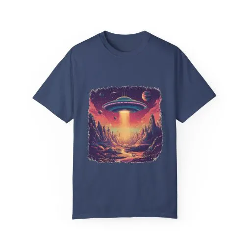 Galactic Adventure Unisex T-Shirt - UFO and Cosmic Landscape Design - Image 21