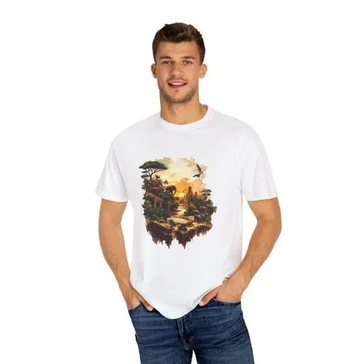 Adventure-Inspired Unisex Garment-Dyed T-Shirt with Nature Scene - Image 7