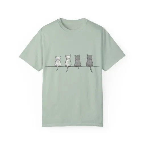 Cute Cat Sitting T-Shirt - Unisex Garment-Dyed Tee for Cat Lovers - Image 13