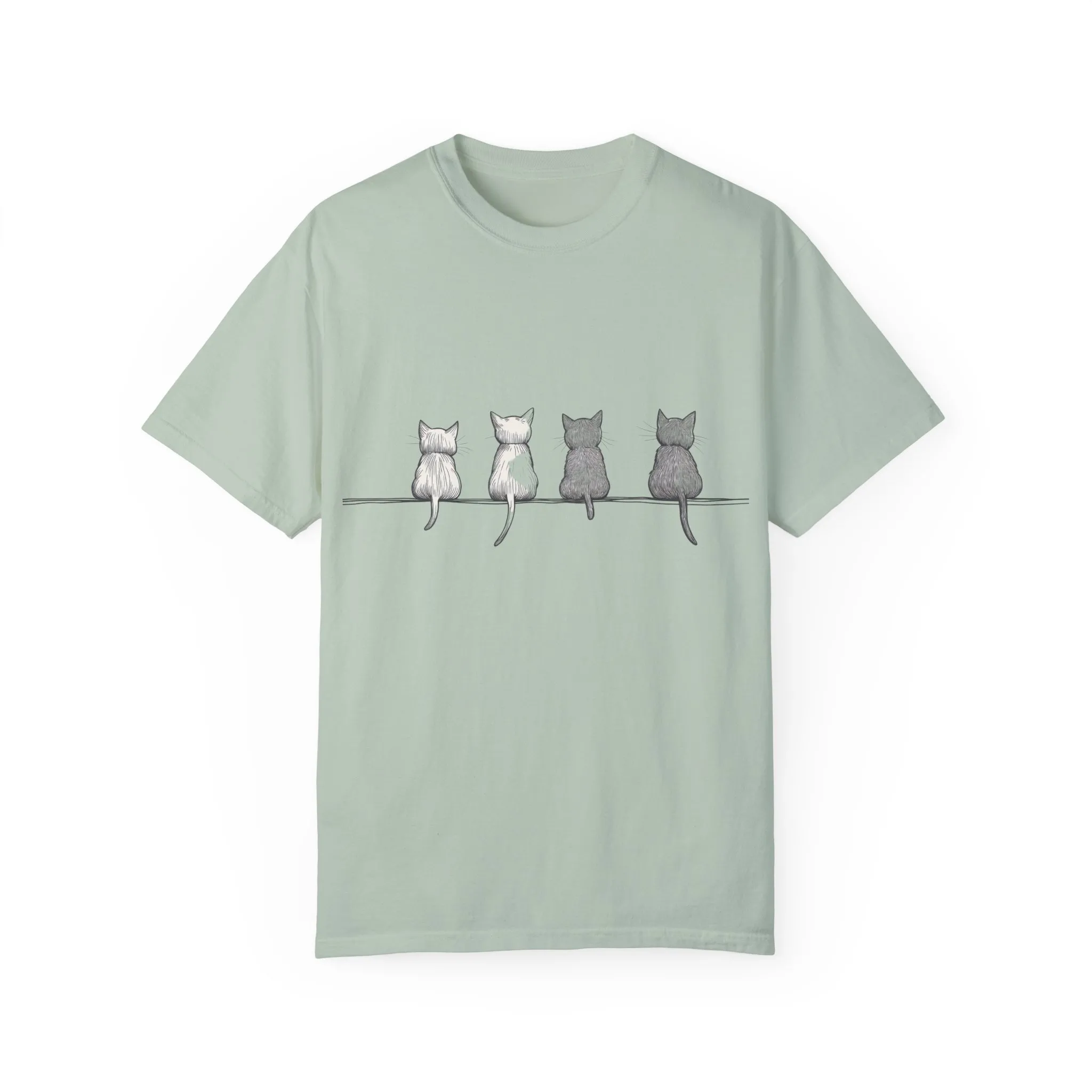Cute Cat Sitting T-Shirt - Unisex Garment-Dyed Tee for Cat Lovers - Image 13