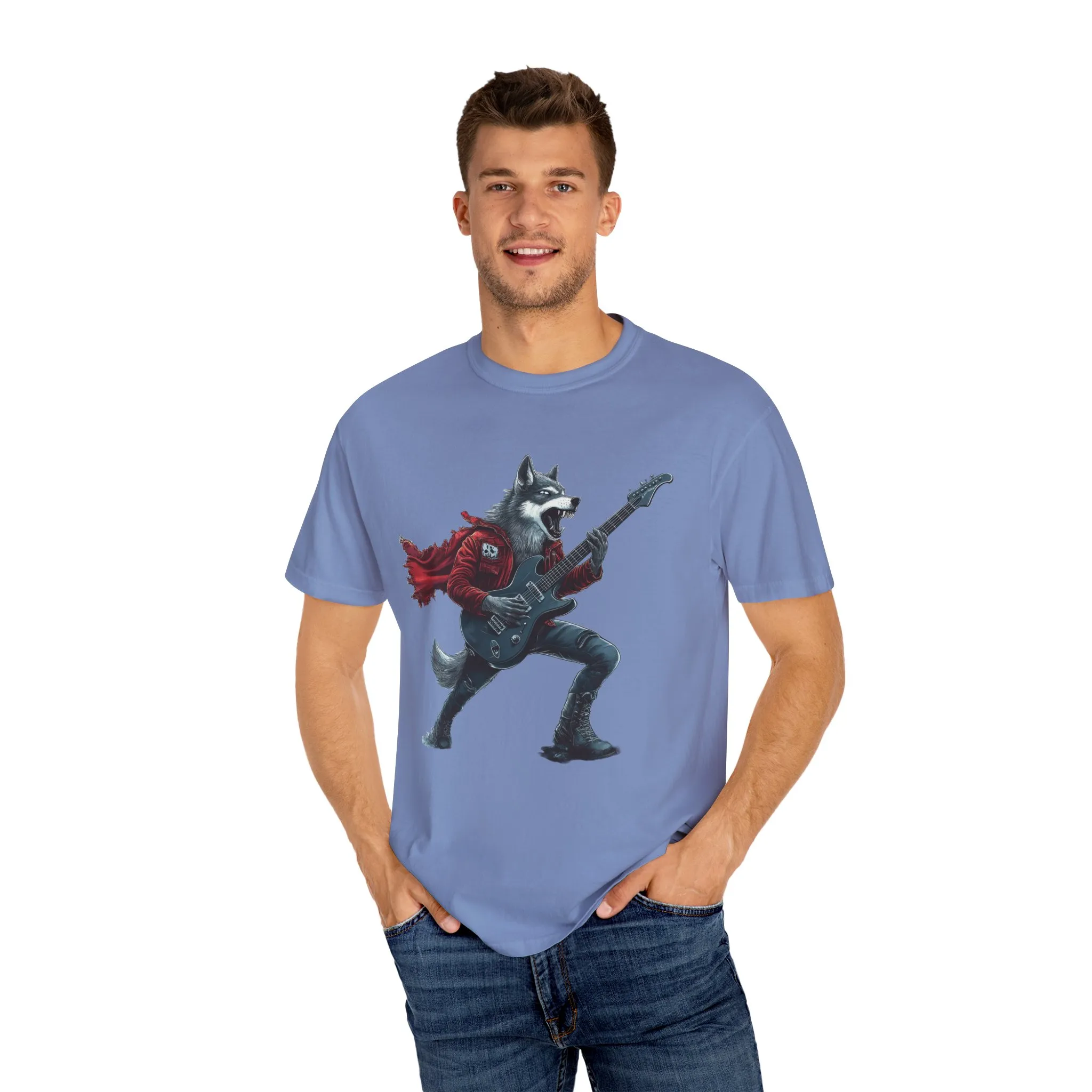 Rockin' Wolf Unisex Garment-Dyed T-Shirt - Perfect for Music Lovers - Image 7