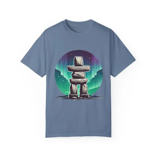 Northern Lights Stone Cairn Unisex Garment-Dyed T-Shirt - Image 21