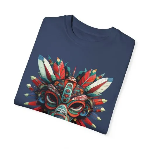 Vibrant Tribal Mask Unisex Garment-Dyed T-Shirt | Unique Festival Fashion - Image 47