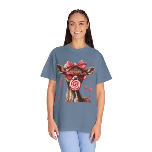 Cute Valentine’s Day Deer T-Shirt - Garment-Dyed Unisex Tee with Heart Design - Image 28