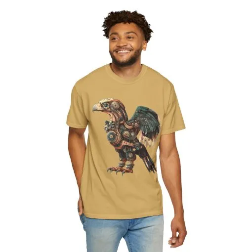 Steampunk Mechanical Bird Unisex Garment-Dyed T-Shirt - Image 12