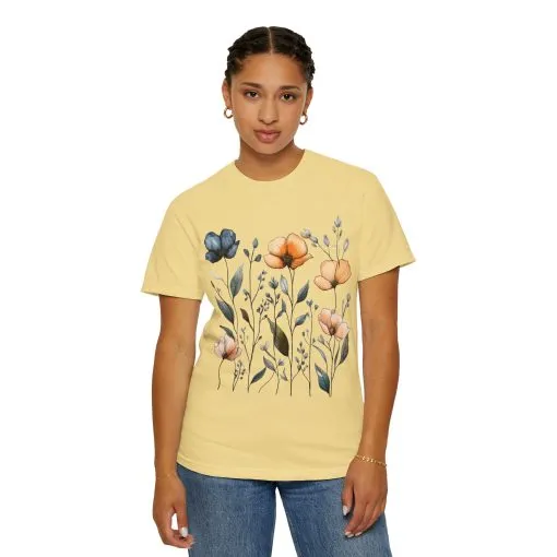 Floral Garden Unisex Garment-Dyed T-Shirt - Eco-Friendly Spring Wear - Image 15