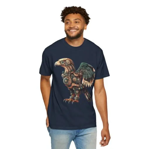 Steampunk Mechanical Bird Unisex Garment-Dyed T-Shirt - Image 48