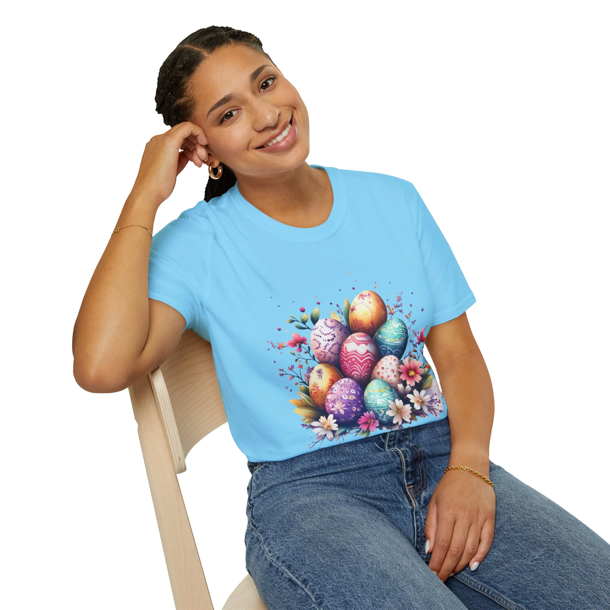 Easter Egg Floral Unisex Softstyle T-Shirt - Vibrant Spring Design - Image 30