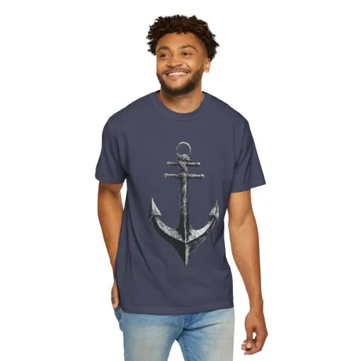 Nautical Anchor Unisex Garment-Dyed T-shirt | Casual Marine Style Wear - Image 44