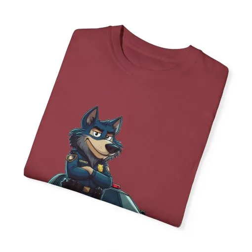 Cute Cartoon Police Dog T-Shirt - Unisex Garment-Dyed Tee - Image 46
