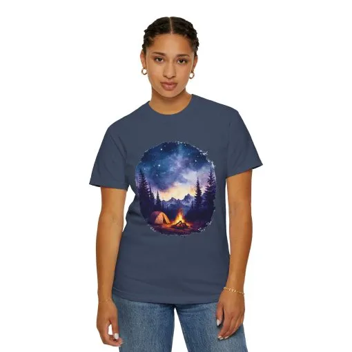 Campfire Night Sky Unisex Garment-Dyed T-Shirt - Image 4
