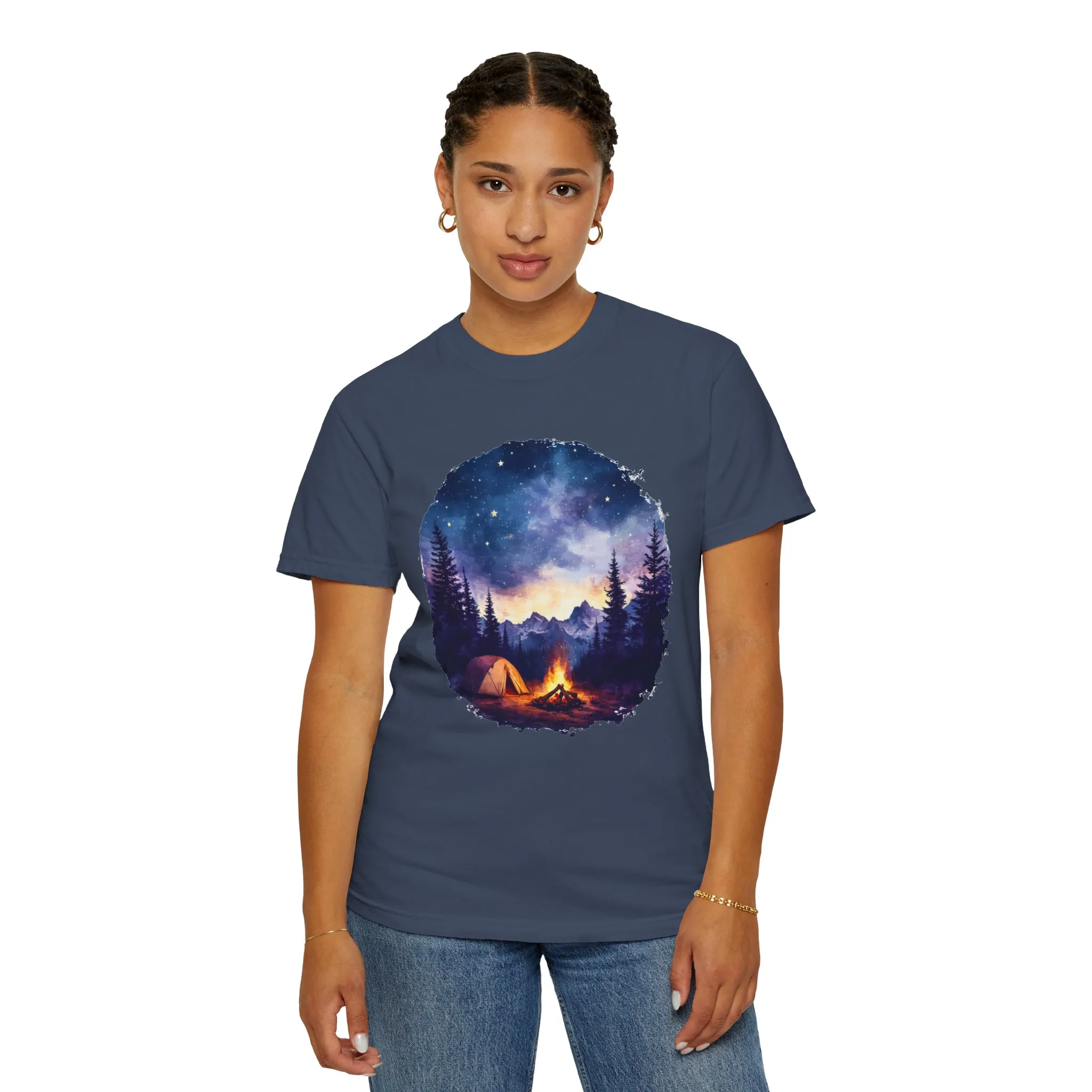 Campfire Night Sky Unisex Garment-Dyed T-Shirt - Image 4