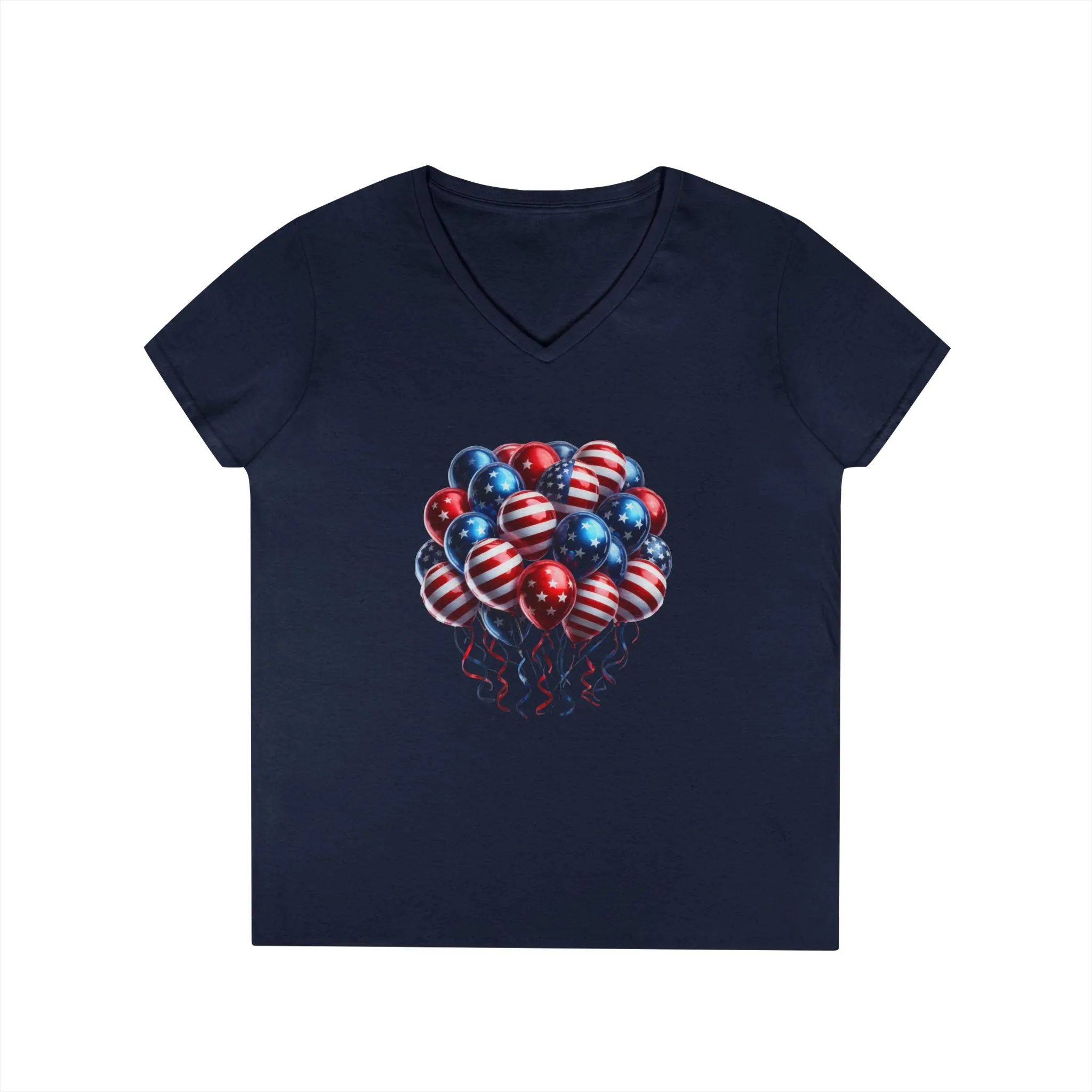 Patriotic Balloon V-Neck T-Shirt for Independence Day - Image 13