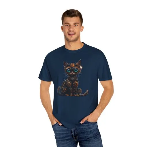 Steampunk Cat Unisex Garment-Dyed T-Shirt - Image 35