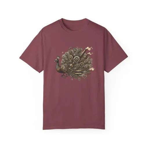 Steampunk Peacock Unisex Garment-Dyed T-Shirt - Image 29