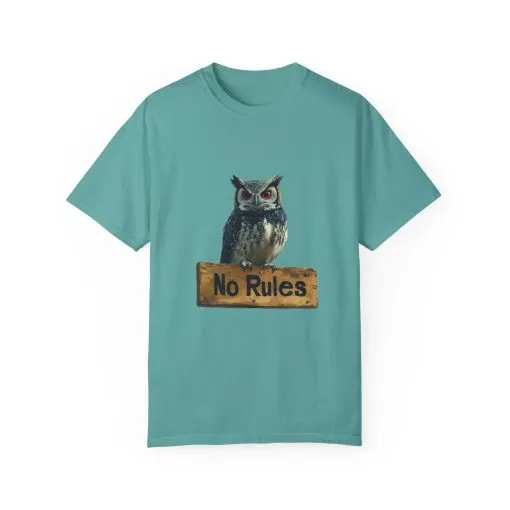 Funny Owl T-Shirt - "No Rules" Unisex Garment-Dyed Tee for Animal Lovers - Image 13