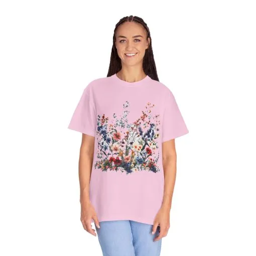 Floral Garden Unisex Garment-Dyed T-Shirt - Nature-Inspired Design - Image 35