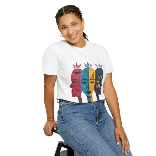Vibrant Faces Unisex Garment-Dyed T-Shirt - Artistic Expression for Everyday Wear - Image 4
