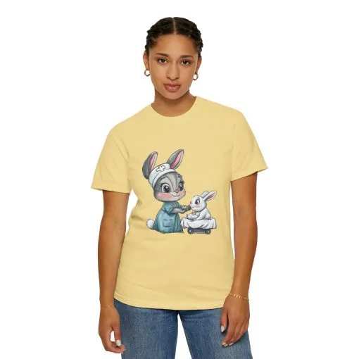 Cute Nurse Bunny Unisex Garment-Dyed T-Shirt - Image 20
