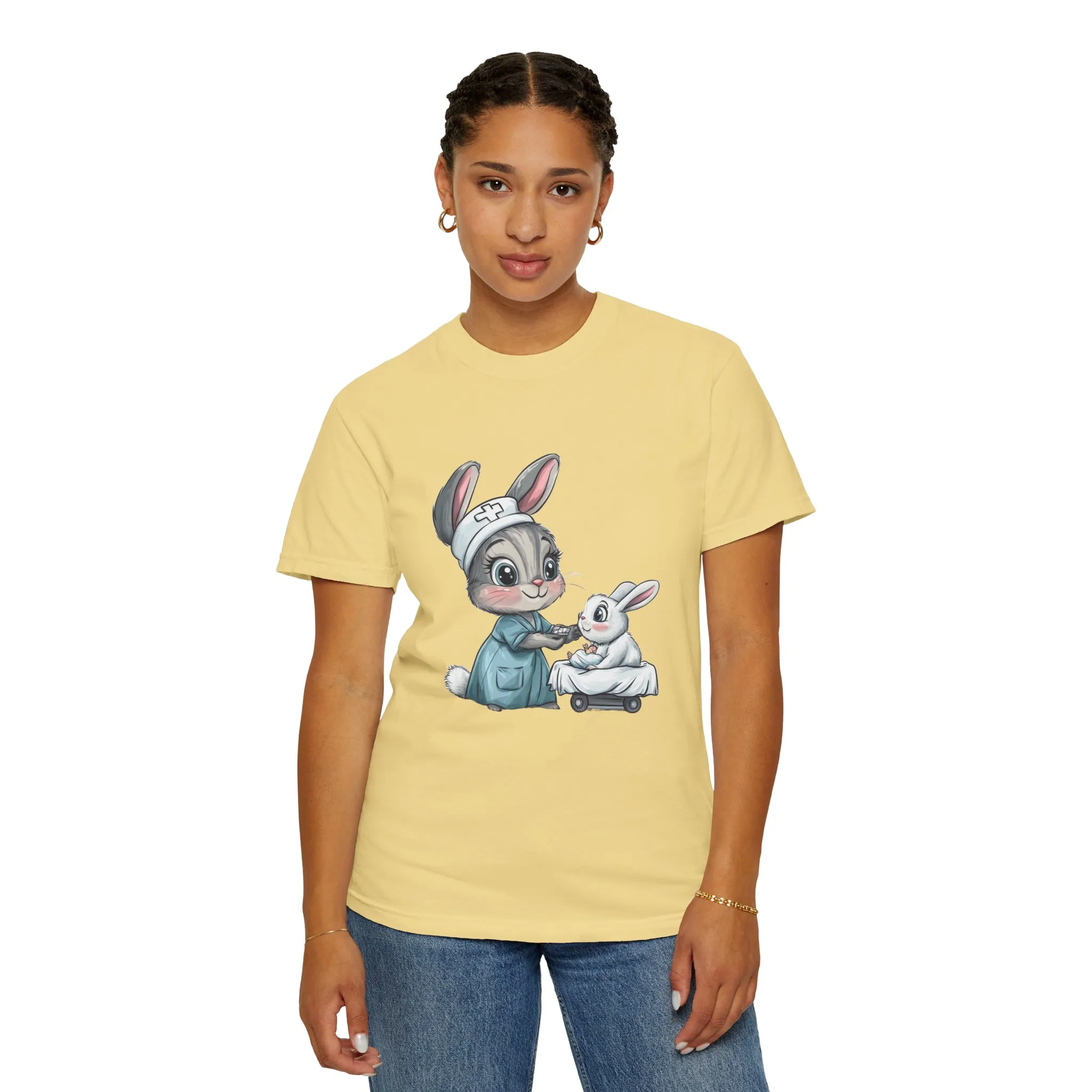 Cute Nurse Bunny Unisex Garment-Dyed T-Shirt - Image 20
