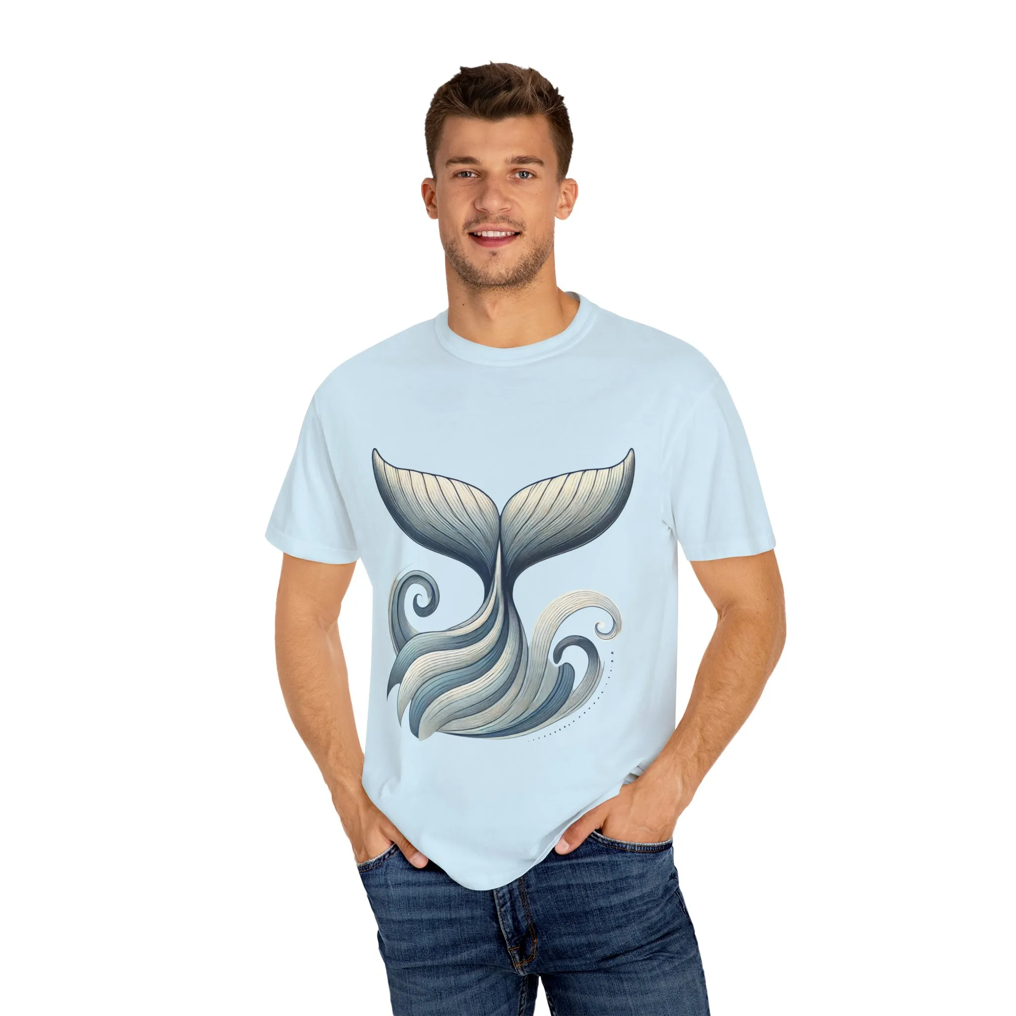 Whale Tail Garment-Dyed T-Shirt, Ocean-Inspired Design for Nature Lovers - Image 3