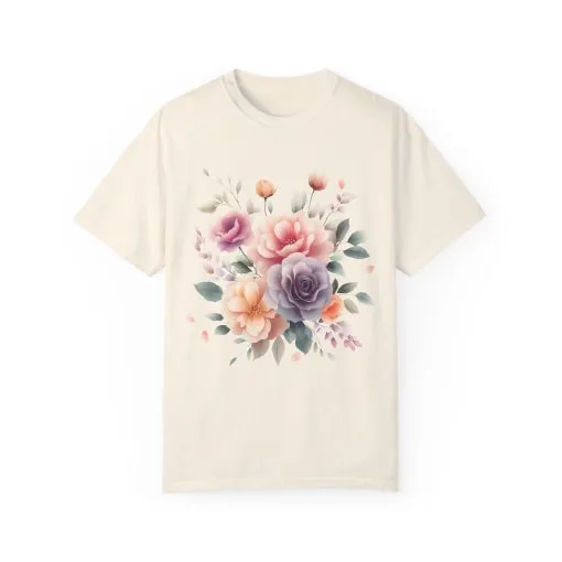 Floral Garden Unisex Garment-Dyed T-Shirt | Soft and Stylish Tee for Spring and Summer Occasions - Image 5