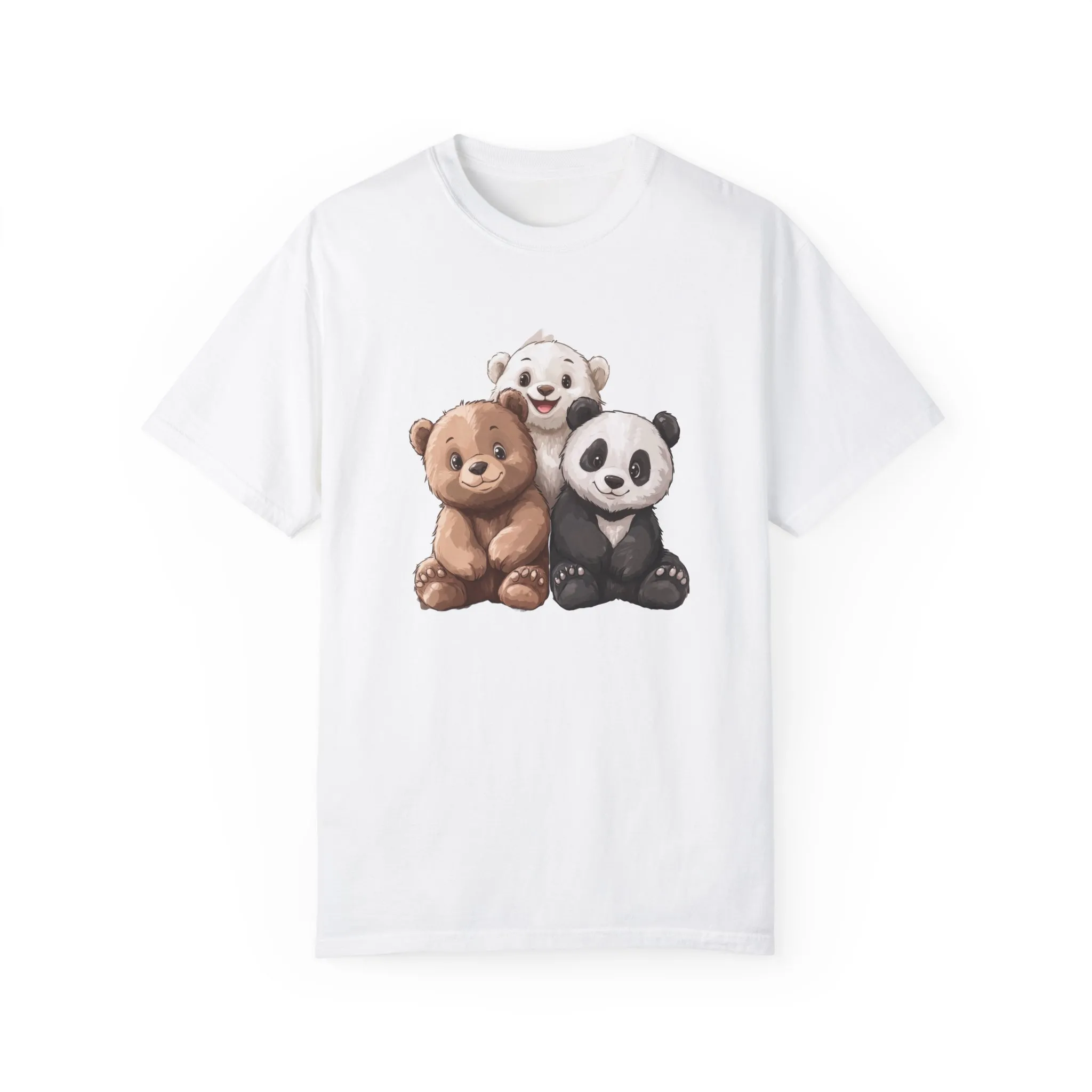 Adorable Bear and Panda Friends Unisex Garment-Dyed T-Shirt - Image 5