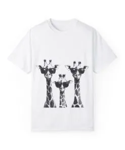 Cool Giraffe Sunglasses Unisex Garment-Dyed T-shirt