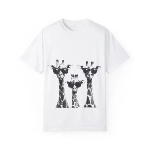 Cool Giraffe Sunglasses Unisex Garment-Dyed T-shirt