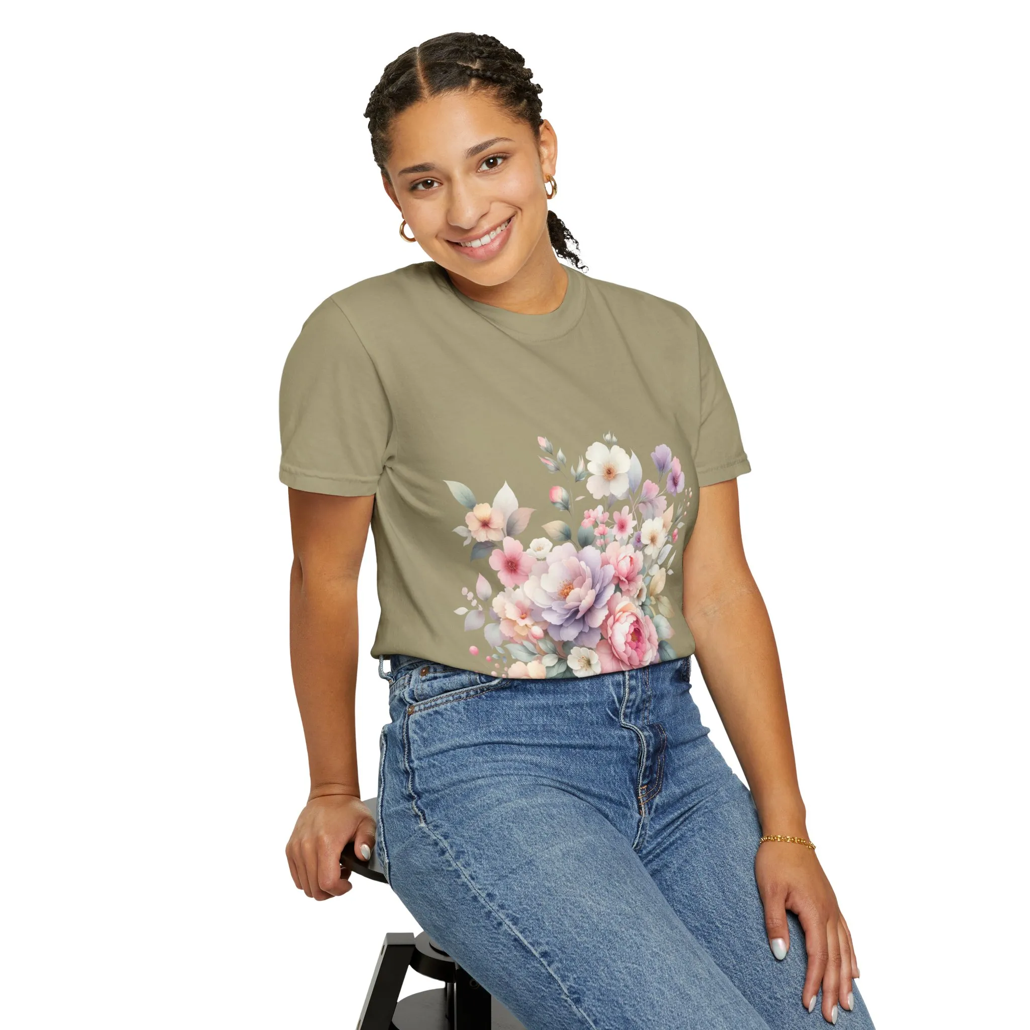 Floral Bliss Women's Garment-Dyed T-Shirt – Perfect for Spring Celebrations and Everyday Wear - Image 20